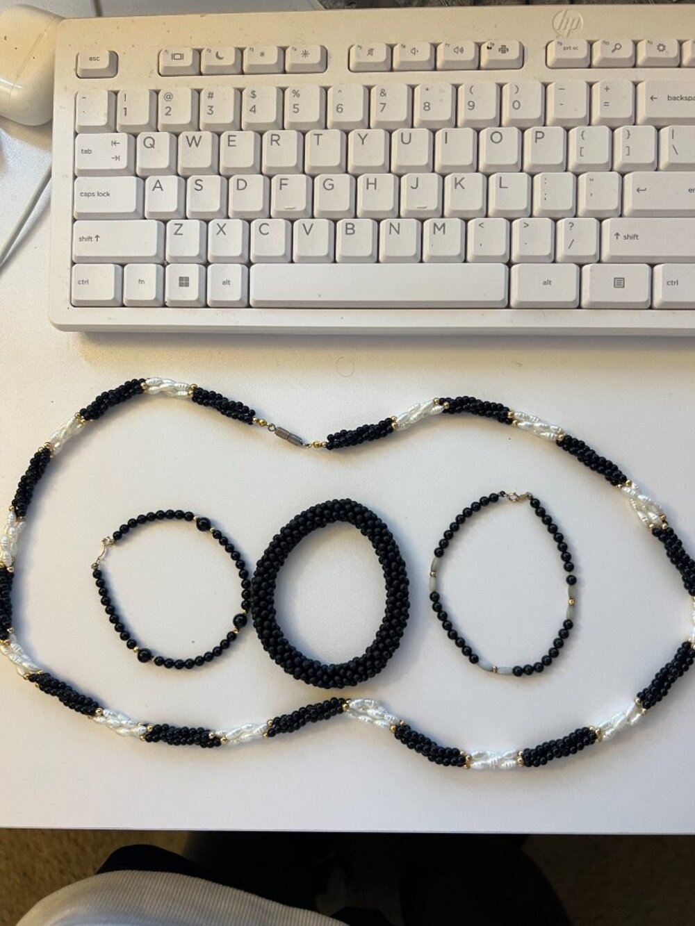 Costume beaded necklace and matching bracelets
